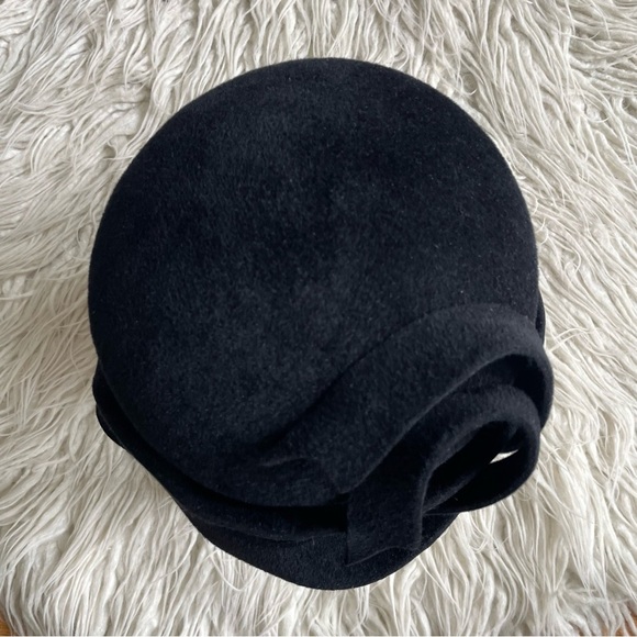 Creations Manon Lortie Vintage Black Felt Art to Wear Rose Bead Hat NWB One Size main image 9